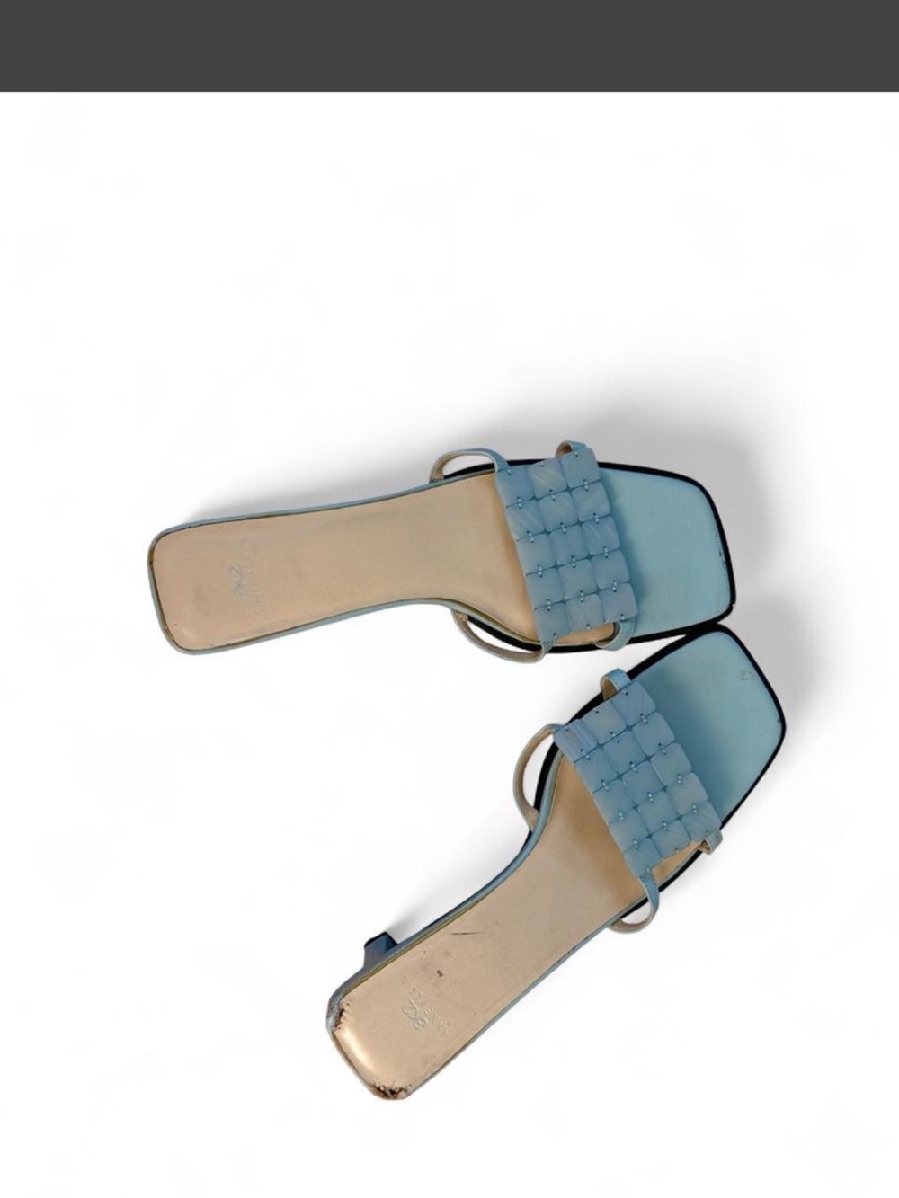 Anne Klein Light Blue Woven Strap Slide Sandals